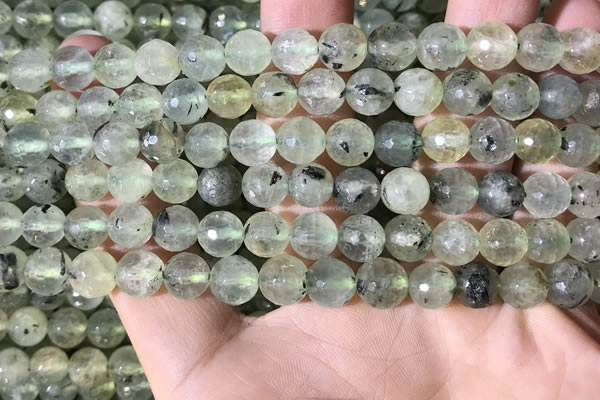 CPR358 15.5 inches 8mm faceted round prehnite beads wholesale