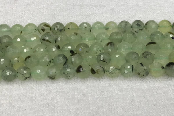 CPR411 15.5 inches 8mm faceted round prehnite gemstone beads