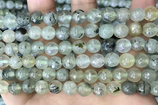 CPR421 15.5 inches 8mm faceted round prehnite beads wholesale