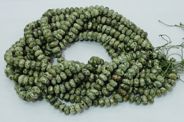 CPS02 15.5 inches 6*10mm rondelle green peacock stone beads wholesale