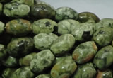 CPS10 15.5 inches 8*12mm rice green peacock stone beads wholesale