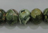 CPS125 15.5 inches 15*20mm faceted rondelle green peacock stone beads