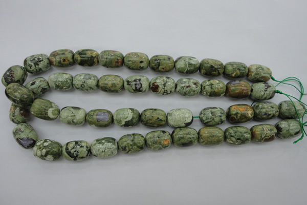 CPS127 15.5 inches 13*18mm drum green peacock stone beads