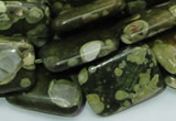 CPS27 15.5 inches 18*24mm rectangle green peacock stone beads