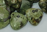 CPS33 15.5 inches 20*20mm triangle green peacock stone beads