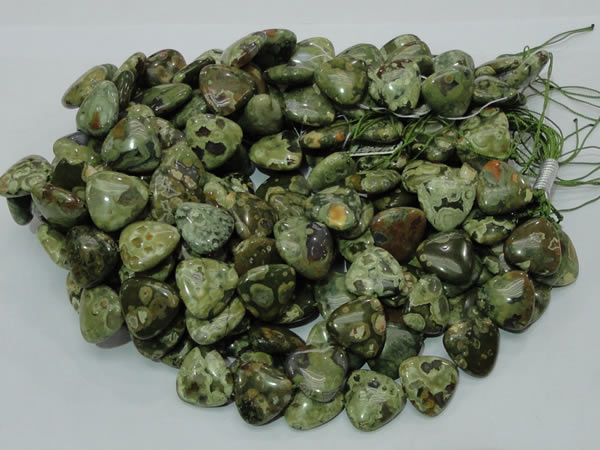 CPS33 15.5 inches 20*20mm triangle green peacock stone beads