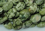 CPS42 15.5 inches 8*12mm oval green peacock stone beads wholesale