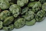 CPS43 15.5 inches 10*14mm oval green peacock stone beads wholesale