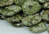 CPS48 15.5 inches 18*25mm flat teardrop green peacock stone beads