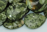 CPS49 15.5 inches 22*30mm flat teardrop green peacock stone beads