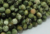 CPS56 15.5 inches 8mm faceted round green peacock stone beads