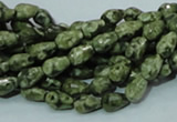 CPS62 15.5 inches 6*8mm faceted teardrop green peacock stone beads