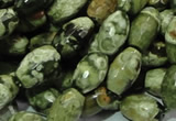 CPS67 15.5 inches 8*13mm faceted rice green peacock stone beads