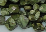 CPS73 15.5 inches 12*12mm faceted rhombic green peacock stone beads