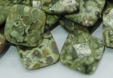 CPS75 15.5 inches 20*20mm faceted rhombic green peacock stone beads