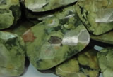 CPS82 15.5 inches 22*30mm faceted rectangle green peacock stone beads