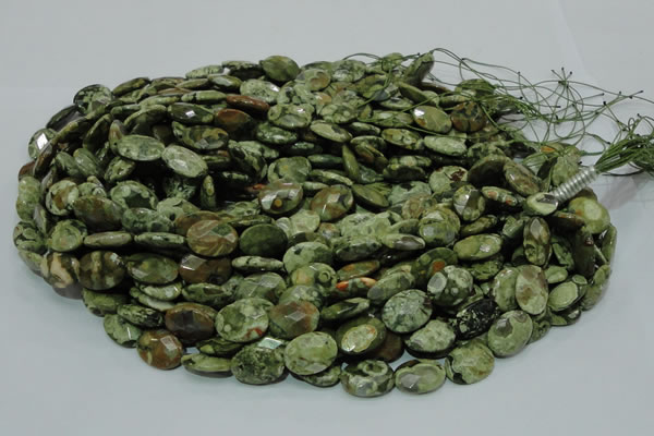 CPS91 15.5 inches 16*20mm faceted oval green peacock stone beads