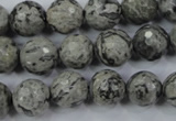 CPT114 15.5 inches 12mm faceted round grey picture jasper beads