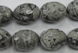 CPT123 15.5 inches 16*20mm faceted rice grey picture jasper beads