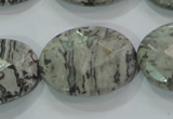 CPT129 15.5 inches 22*30mm faceted oval grey picture jasper beads