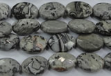 CPT143 15.5 inches 10*14mm faceted oval grey picture jasper beads