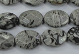 CPT145 15.5 inches 13*18mm faceted oval grey picture jasper beads