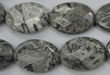 CPT147 15.5 inches 18*25mm faceted oval grey picture jasper beads