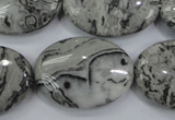 CPT174 15.5 inches 22*30mm oval grey picture jasper beads