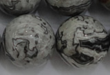 CPT192 15.5 inches 18mm round grey picture jasper beads wholesale