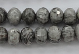 CPT196 15.5 inches 5*8mm faceted rondelle grey picture jasper beads