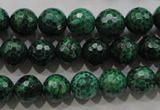 CPT215 15.5 inches 10mm faceted round green picture jasper beads