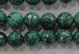 CPT216 15.5 inches 12mm faceted round green picture jasper beads