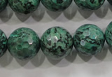 CPT218 15.5 inches 16mm faceted round green picture jasper beads