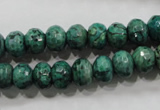 CPT223 15.5 inches 6*10mm faceted rondelle green picture jasper beads