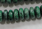 CPT224 15.5 inches 7*15mm faceted rondelle green picture jasper beads