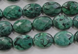 CPT237 15.5 inches 10*14mm faceted oval green picture jasper beads