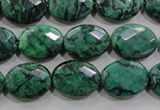 CPT238 15.5 inches 12*16mm faceted oval green picture jasper beads