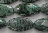 CPT245 15.5 inches 15*30mm faceted marquise green picture jasper beads