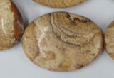 CPT256 15.5 inches 30*40mm oval picture jasper beads wholesale