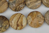 CPT258 15.5 inches 18mm flat round picture jasper beads wholesale