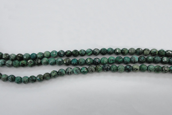 CPT303 15.5 inches 6mm faceted round green picture jasper beads