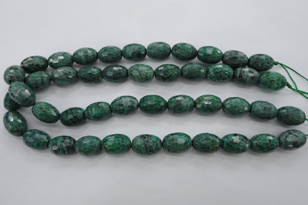 CPT305 15.5 inches 13*18mm faceted rice green picture jasper beads