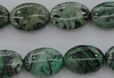 CPT318 15.5 inches 10*14mm oval green picture jasper beads