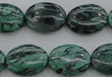 CPT319 15.5 inches 12*16mm oval green picture jasper beads