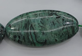 CPT324 15.5 inches 25*50mm oval green picture jasper beads