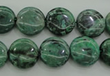 CPT328 15.5 inches 14mm flat round green picture jasper beads