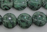 CPT329 15.5 inches 16mm flat round green picture jasper beads