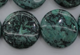 CPT332 15.5 inches 25mm flat round green picture jasper beads