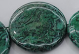 CPT335 15.5 inches 52mm flat round green picture jasper beads