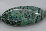 CPT341 15.5 inches 25*50mm faceted oval green picture jasper beads